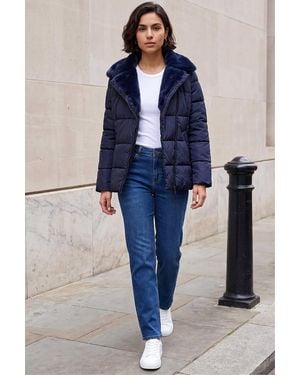 Roman Padded Biker Coat - Blue