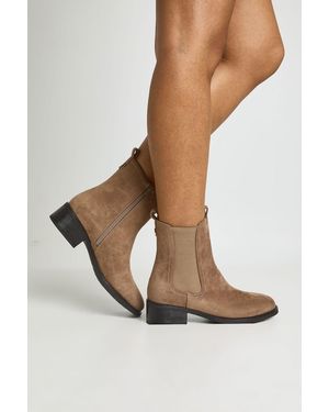 Boohoo Faux Suede Tab Detail Chelsea Boots - Grey