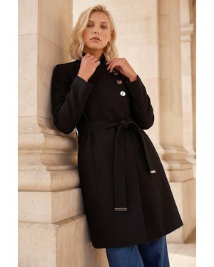 Roman Petite Wrap Coat - Black