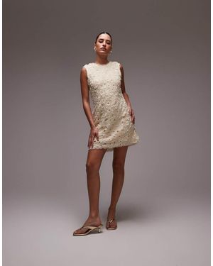 & Other Stories Beaded Tulle Mini Dress With Cut Work Detail - Brown