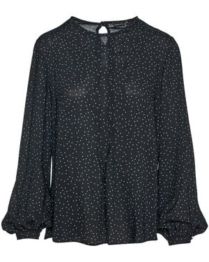 Conquista Long Sleeve Polka Dot Top With Pintuck Detail - Blue