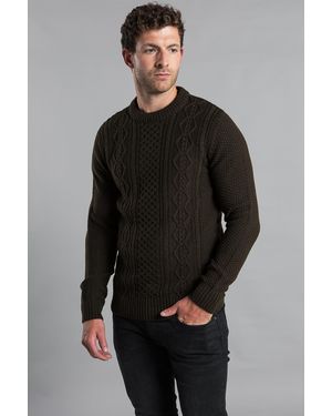 Kensington Eastside Two Stitch Cable Knit Crew Neck Jumper - Black