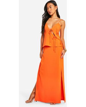 Boohoo Side Split Maxi Skirt - Orange