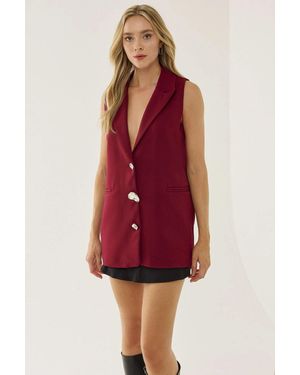 Hiccup V-Neck Buttoned Waistcoat - Red