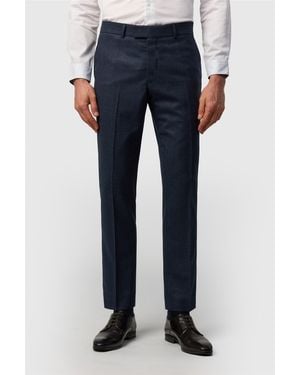 Ted Baker Flat Fronted Checked Tailored Suit Trousers - Blue