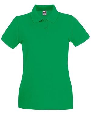 Fruit Of The Loom Ladies Lady-Fit Premium Short Sleeve Polo Shirt (Kelly) Cotton - Green