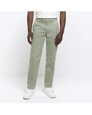 River Island Chino Trousers Slim Fit Casual - Green