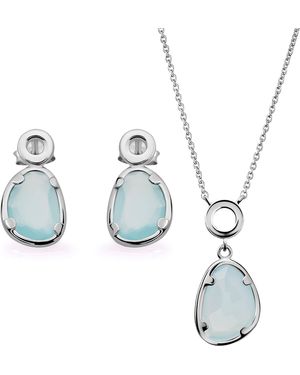 Orphelia 'Rivera' 925 Sterling Set: Necklace + Earrings - White