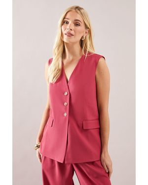 Wallis Petite Three Button Pocket Detail Waistcoat - Pink