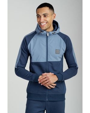 Foray Long Sleeve Zip Through Panelled Hoody - Blue