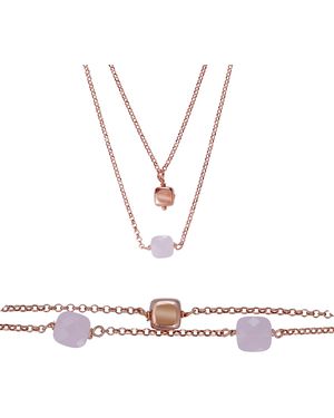 Orphelia 'Joelle' 925 Sterling Set: Bracelet + Necklace - White