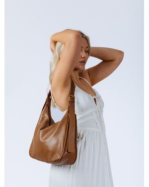 SVNX Faux Leather Hobo Bag - Brown