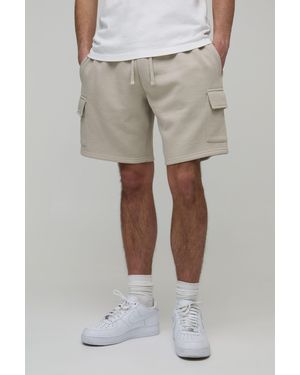 BoohooMAN Basic Relaxed Fit Cargo Jersey Short - Natural