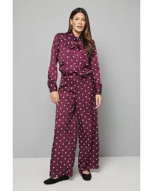 Wallis Spot Print Wide Leg Trouser - Red