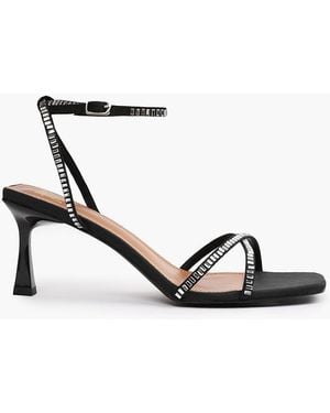 Where's That From Wheres 'Sammi' Wide Fit Square Toe Low Block Heel With Diamante Cross Over Strap Detail - White