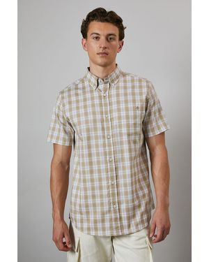 MAINE Stone Check Short Sleeve Shirt - Grey