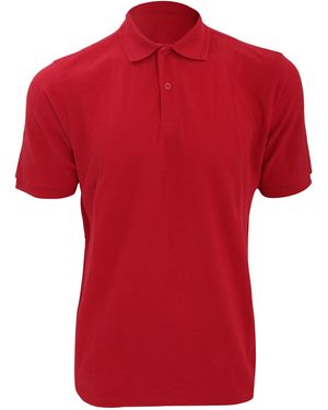 Russell Ripple Collar & Cuff Short Sleeve Polo Shirt (Bright) - Red