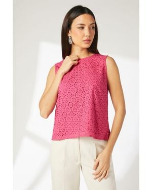 PRINCIPLES Broderie Swing Shell Top Cotton - Pink
