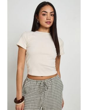 Boohoo Ultra Soft Short Sleeve Fitted Top - White