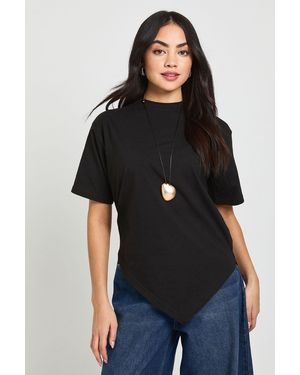 Boohoo Asymmetric Hem T-Shirt - Black