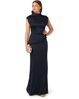 Adrianna Papell Satin Crepe Midi Dress - Blue