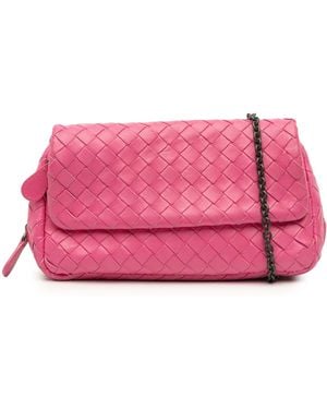 Bottega Veneta Pre-Owned Mini Nappa Intrecciato Expandable Chain Flap Crossbody - Pink