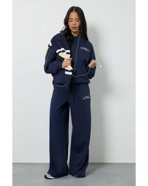 Boohoo Ath Collective Hooded Embroidered Tracksuit - Blue