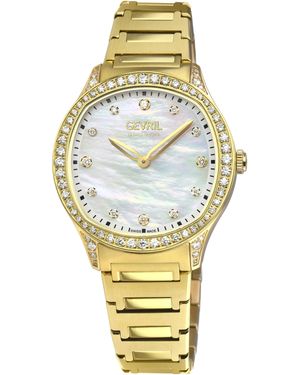 Gevril Morcote Swiss Diamond Watch, 316L Ss/Ipyg Case, Mop, Ip Bracelet - Metallic