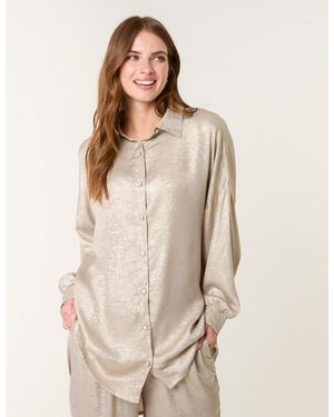 Blue Vanilla Shimmer Oversized Blouse - Natural