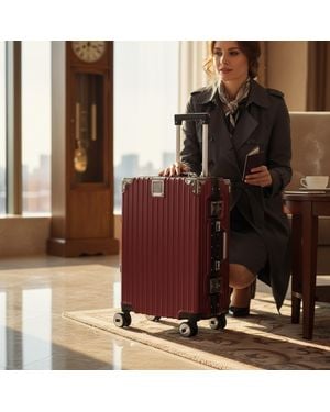 Infinity Leather Robuuste Harde Cabinekoffer 36 X 24 X 56 Cm Bagage Voor Easyjet, Ryanair, Wizzair - Bruin