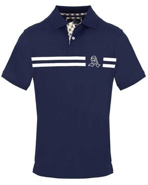 Aquascutum Collared Short-Sleeved Polo Shirt Cotton - Blue