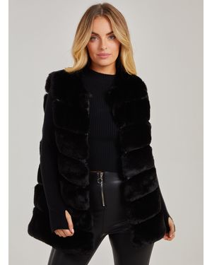 Pink Vanilla Vanilla Pelted Faux Fur Gilet - Black