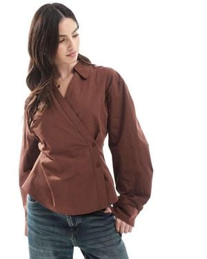 ASOS Wrap Shirt With Cocoon Sleeve - Red