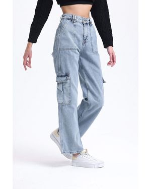 Hiccup Low Rise Pocket Cargo Jeans - Blue