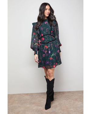 Oasis Shirred Detail Fit And Flare Mini Dress - Blue