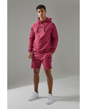 BoohooMAN Active Hoodie & Short Tracksuit - Red