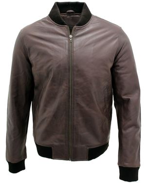 Infinity Leather Varisty Bomber Jacket - Grey