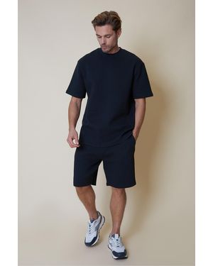 Threadbare 'Mitch' Cotton Blend Textured Sweat Shorts - Blue