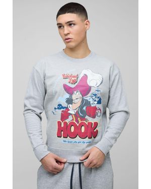 BoohooMAN Oversized Captain Hook License Print Sweatshirt - Grey