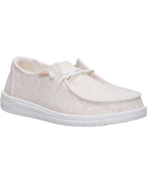 HEYDUDE Wendy Stretch Jersey Textile Oatmeal Loafers - White