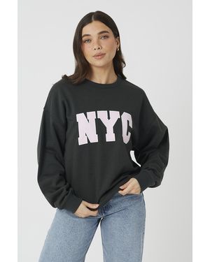 Brave Soul Slogan Crew Neck Sweatshirt - Black