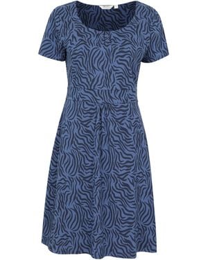 Mountain Warehouse Orchid Patterned Uv Summer Dress With Side Pockets Holiday Beach Cotton - Blue
