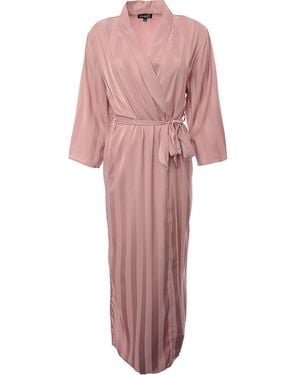 Loungeable Stripe Jacquard Maxi Kimono - Pink