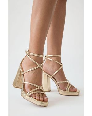 Boohoo Wide Fit Strappy High Block Heels - Brown