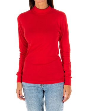 Kisses&Love Long-Sleeved T-Shirt With Half-High Collar 1625-M - Red