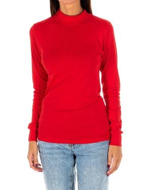 Kisses&Love Long-Sleeved T-Shirt With Half-High Collar 1625-M - Red
