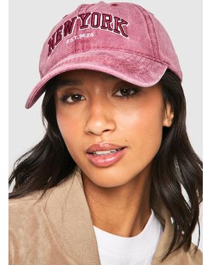 Boohoo Acid Wash Slogan Cap - Pink