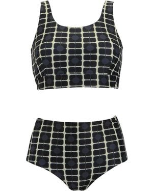 Regatta Ladies Orla Kiely Poppy Reversible Bikini Set (Monochrome) - Black