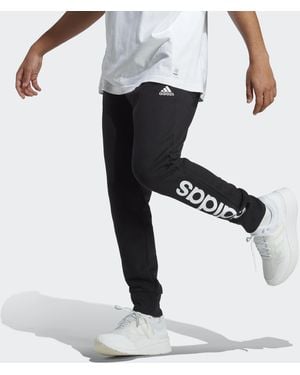 adidas Essentials French Terry Tapered Cuff Logo Trousers - Black