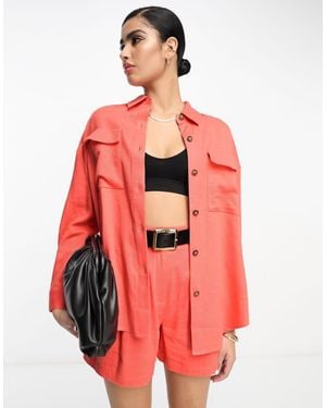 ASOS Utility Suit Shirt With Linen - Red